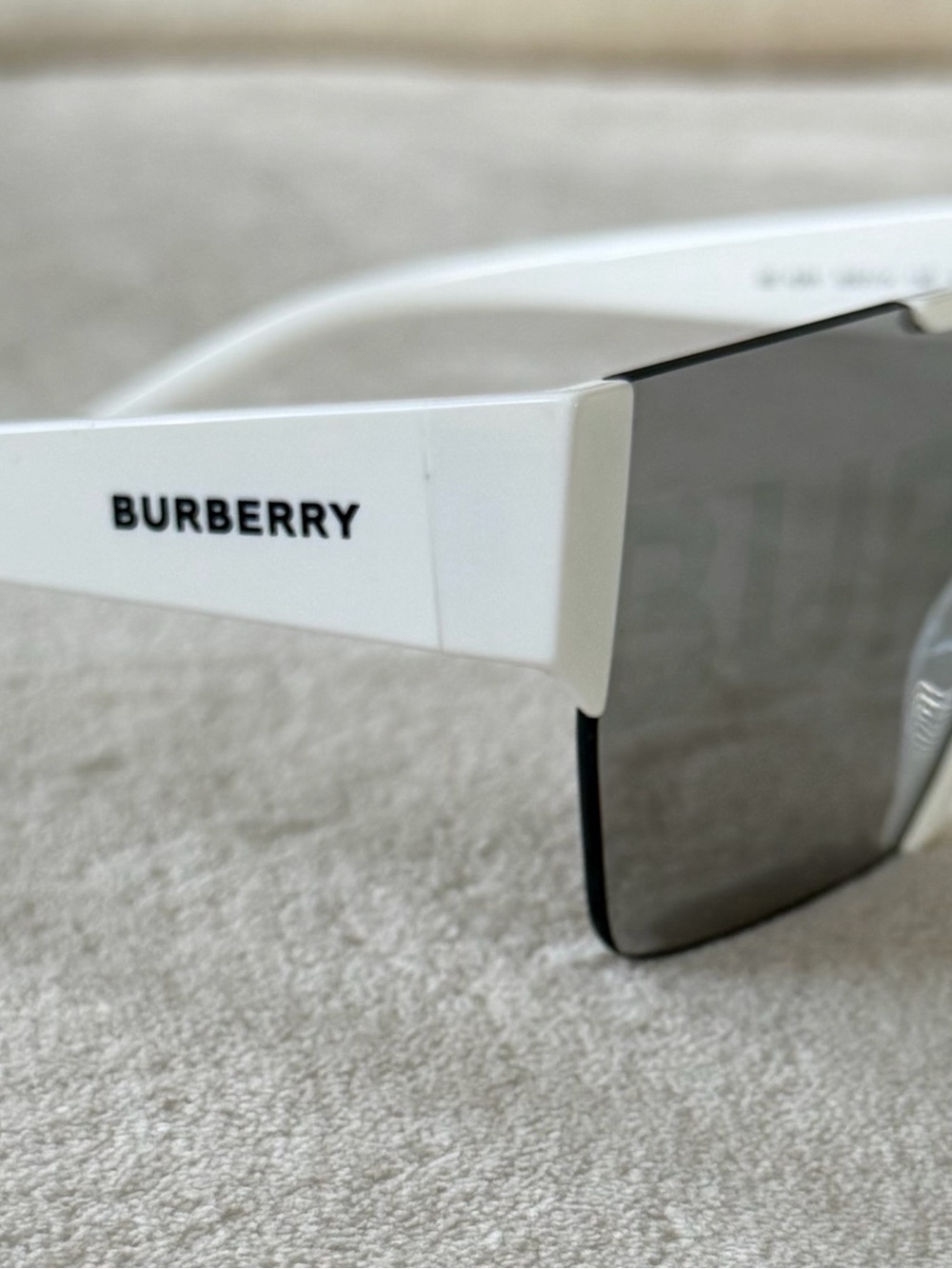 Burberry White Shield Sunglasses with Gray Lenses